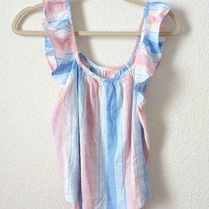 Ruffle Sleeve Linen Blouse